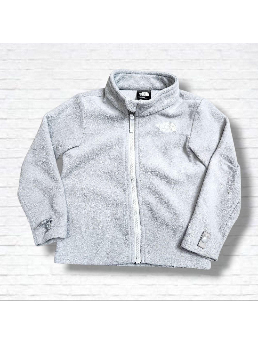 The North Face Baby Light Grey Polar Fleece Zip-Up Sweatshirt Size 18-24 M